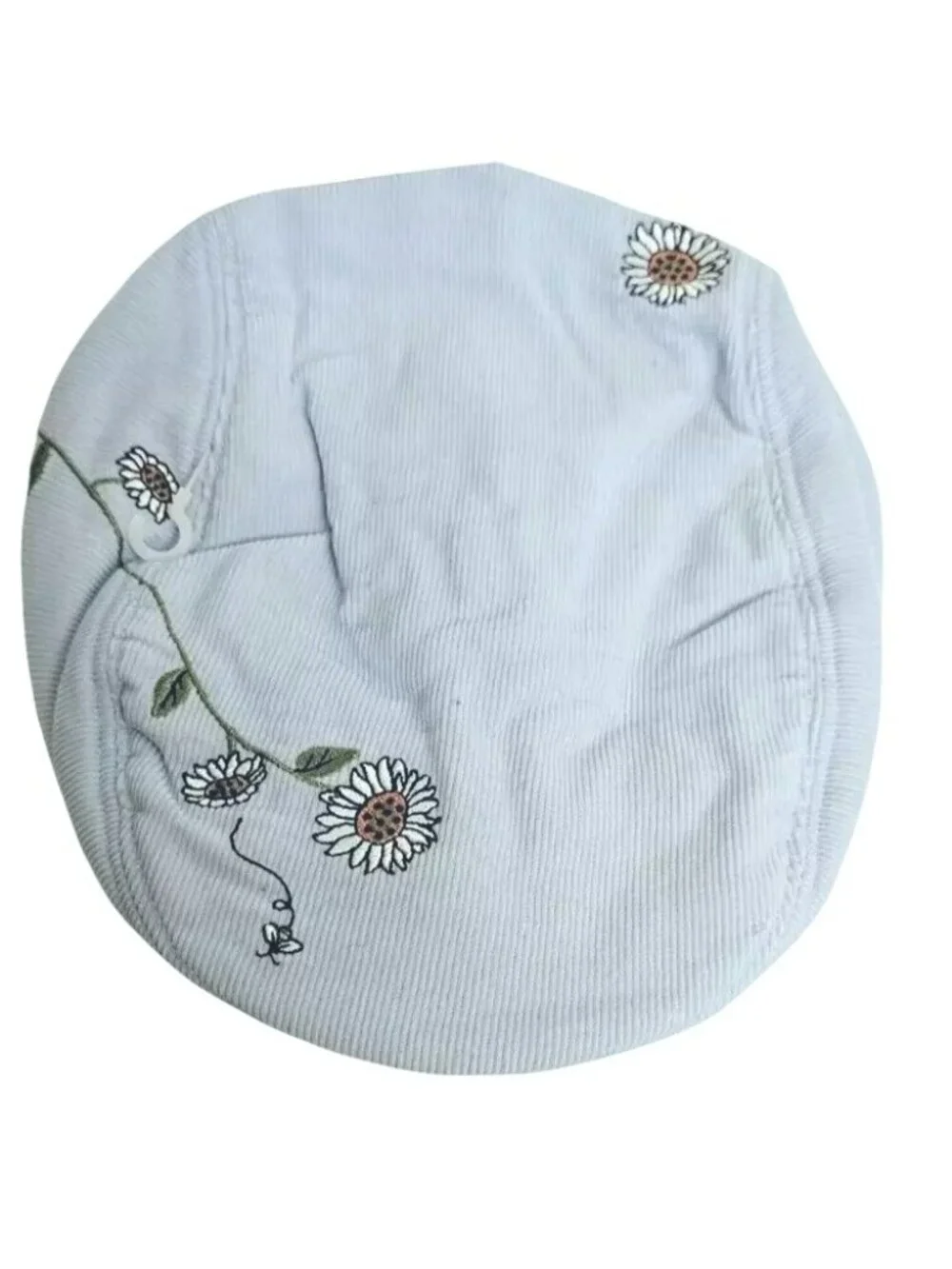 Gymboree S M Sunflower Fields Embroidered Light Blue Corduroy Newsboy Cap